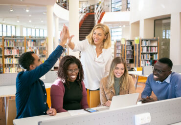 High Five with hands at Library