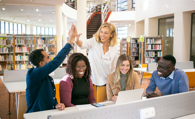 High Five with hands at Library